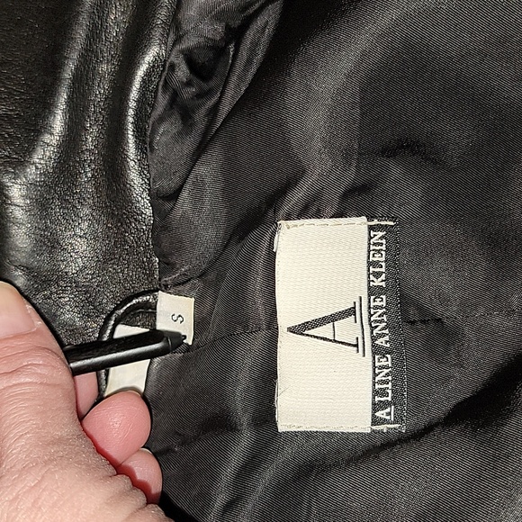 BLACK ANNE KLEIN Leather Jacket SIZE SMALL - Picture 7 of 9